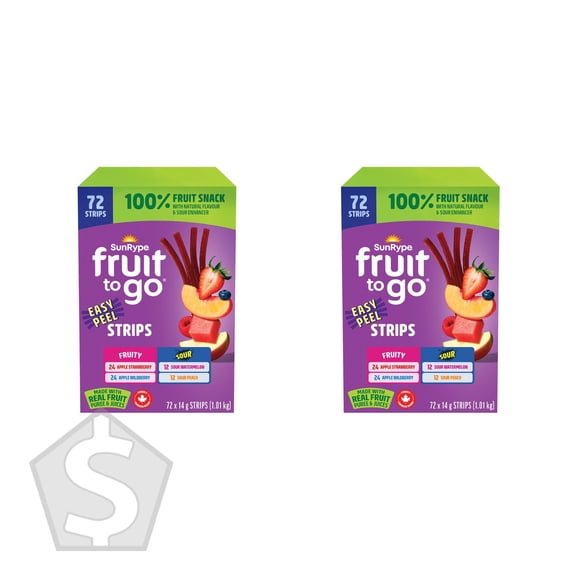 SunRype Fruit To Go Easy Fruit Strips, 72 × 14 g (Pack of 2), 144 Fruit Strips Total