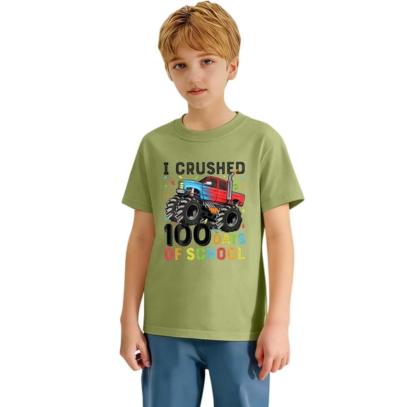 Kiijoy 100 Days Of School T Shirt for Girls Boys Short Sleeve Graphic T-Shirt, Sizes 2-3