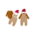 thumbnail image 2 of BemeyourBBs Newborn Baby Boy Girl Christmas Outfit Romper Plaid Gingerbread Man Snowmen Santa Overall Pants Hat Set Cute Infant Xmas Clothes, 2 of 8