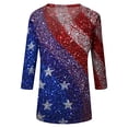 thumbnail image 7 of Wutalume Women's 3/4 Sleeve American Flag Top - Stars and Stripes Independence Day Print V-Neck T-Shirt, 4th of July Outfits for Women, 3/4 Length Sleeve Womens Tops,Dark Blue 3XL, 7 of 7