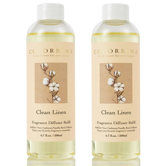 Recambio para difusor Reed COCORRÍNA Clean Linen, 200 ml, 2 paquetes