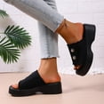 thumbnail image 4 of Taylonsss Women's Denim Strap Wedge Heel Slide Sandals Fashionable Casual Comfortable Lightweight for Spring Summer Daily Wear Outdoor Indoor Use, 4 of 7