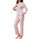 thumbnail image 4 of Conjuntos de pijama para mujer, botón, manga larga, cuello en V, ropa de estar en casa, pantalones con cintura elástica, 2 piezas con bolsillos, S, rosa, 4 of 6