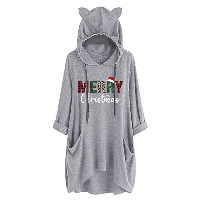 Sudaderas Con Capucha de Navidad Para Hombres Y Mujeres, Camisetas Casuales de Manga Larga Sueltas Con Estampado de Navidad A La Moda Odeerbi ODB202809