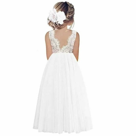 

Elainilye Fashion Girls Princess Dress Sleeveless Embroidery Mesh Dress Gauze Dress Toddler Tutu Dress Sizes 5-14Y White