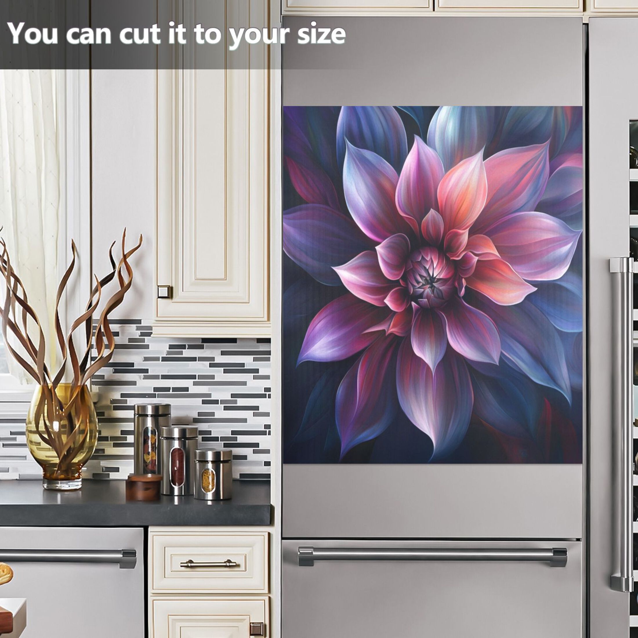 Dishwasher Magnetic Sticker 23x26 Inch Refrigerator Magnetic Sticker Washing Machine Magnetic Sticker Kitchen Panel Magnetic Sticker Home Decor Large Purple Flowers