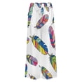 thumbnail image 5 of Colorful Feathers Pattern Design Women's Casual Wide Leg Pants Comfort Pockets Elastic Waist Loose Fit Pants, 5 of 7