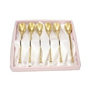 24 Karat Gold Plated Flatware Tea Spoons with a Clear Crystal Jeweled Tip Set of 6