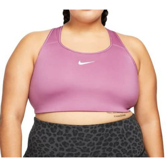 Nike Dri-FIT Swoosh Women's Medium-Support Padded Sports Bra Plus Size Pink/White 3X DH3384-507