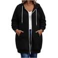 thumbnail image 2 of Maplenight Women's Plus Size Zip Up Hoodie Long Sleeve Full Zip Hooded Sweatshirts with Pockets Casual Loose Fall Jackets, 2 of 6