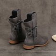 thumbnail image 4 of J-596 Gray Womens Mid Calf Boots Lace Up Round Toe Chunky Heel Casual Winter Fall Comfortable Shoe For Women, 4 of 7