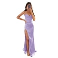 thumbnail image 1 of Vestido de fiesta OFEECHUN Mermaid Satin Halter Bodycon Lavender, 1 of 7