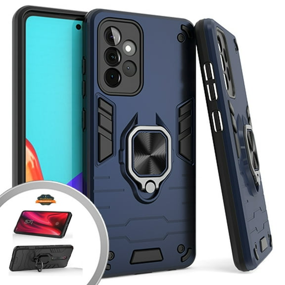 Xpression Case for Samsung Galaxy A52 5G Military Grade Protection Heavy Duty Armor Shockproof with 360 Ring Kickstand Stand Holder Phone Cover [Blue]