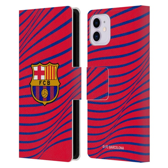 Head Case Designs Officially Licensed FC Barcelona Graphics Texture Leather Book Wallet Case Cover Compatible with Apple iPhone 11