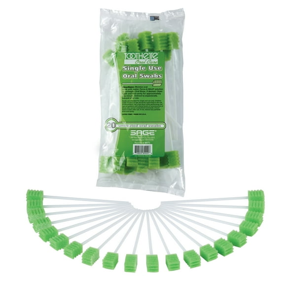Toothette Plus 6 Inch Length Oral Swab with Green Foam Tip 6071, 1000 Ct