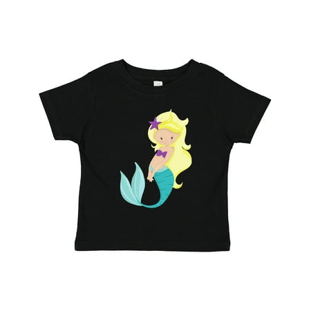 

Inktastic Cute Mermaid Little Mermaid Blonde Hair Star Gift Toddler Toddler Girl T-Shirt