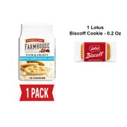 Pepperidge Farm Farmhouse Thin & Crispy White Chocolate Chip Cookies, 6.9 Oz Bag - Pack Of 1 & Lotus Biscoff Cookie - 0.2 Oz - 1 ct