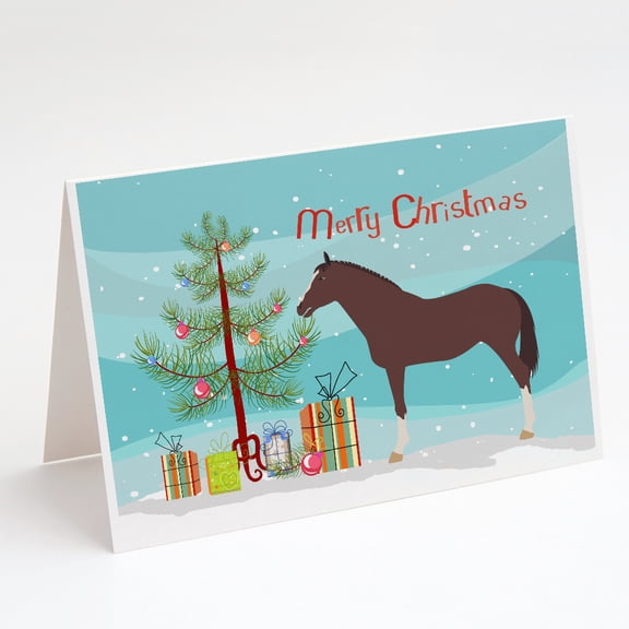 English Thoroughbred Horse Christmas Greeting Cards and Envelopes Pack of 8