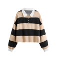 thumbnail image 2 of ICHUANYI Clearance Fashion Woman Causal Turndown Callor Printing Blouse Sleeve T-Shirt Button Tops(Beige, XL) ICHUANYI WER2023081201785, 2 of 5