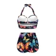 thumbnail image 4 of Renewold Colorful Butterfly Women Swimsuits Two Piece Bathing Suits Size L Tummy Control High Waisted Bikini Set Beach Pool Travel Wear Halter Neck Strap Swimsuit, 4 of 6