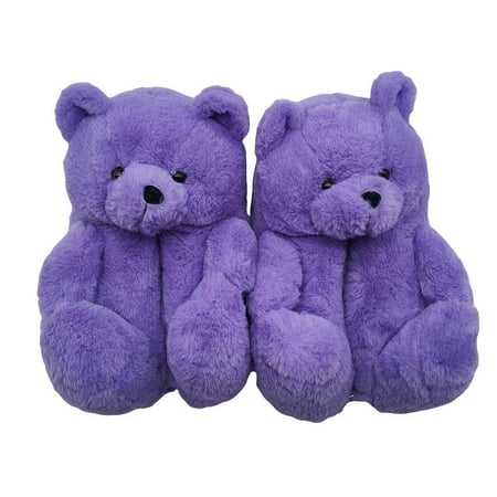 

Women Plush Teddy Bear Slippers Cute Animal Slippers Home Indoor Soft Anti-Slip Faux Fur Winter Warm Shoes