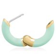 thumbnail image 5 of Gold Plated Colored Enamel Tube Style - Green ( Mint ) - Matte Huggie Hoop Hoop Earrings for Women, 5 of 6