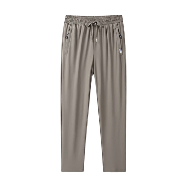 Pantalones unisex elásticos de secado rápido para hombre: seda helada, cintura elástica, cordón para uso informal/deportivo