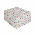 thumbnail image 1 of Unicorn Rectangle Pouf, Theme of Clouds Rainbows Stars Print, Under Desk Foot Stool for Living Room Office Ottoman with Cover, 25", Pale Pink Multicolor, by Ambesonne, 1 of 4