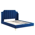thumbnail image 3 of Modway Daniella Performance Velvet Queen Platform Bed in Navy, 3 of 8