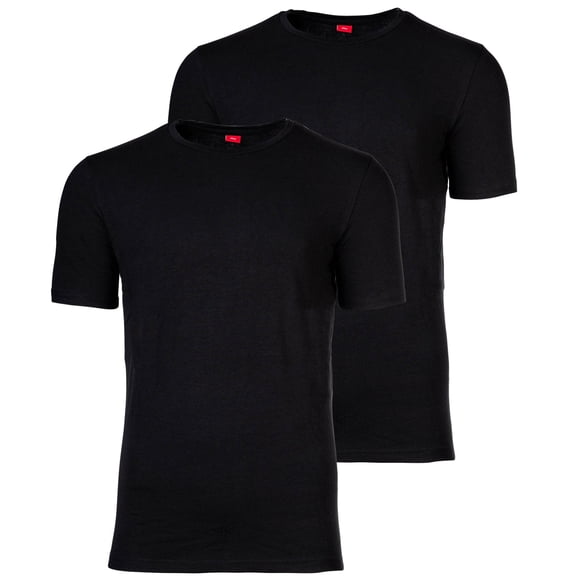 s.Oliver Camiseta para hombre, 2-Pack - Básica, Cuello redondo, Liso Negro XXL (XX-Large)
