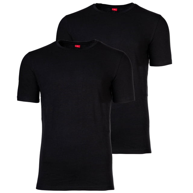 s.Oliver Camiseta para hombre, 2-Pack - Básica, Cuello redondo, Liso Negro S (Small)