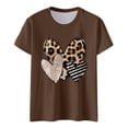thumbnail image 5 of Women Summer Tops Ladies Fashion Casual Valentine's Day Print Outdoor Sports Round Neck Short Sleeve T Shirt Top Half Tee Womens Loose Fitting T Shirts Dress Tee Shirts Women plus Size Brown XL, 5 of 5