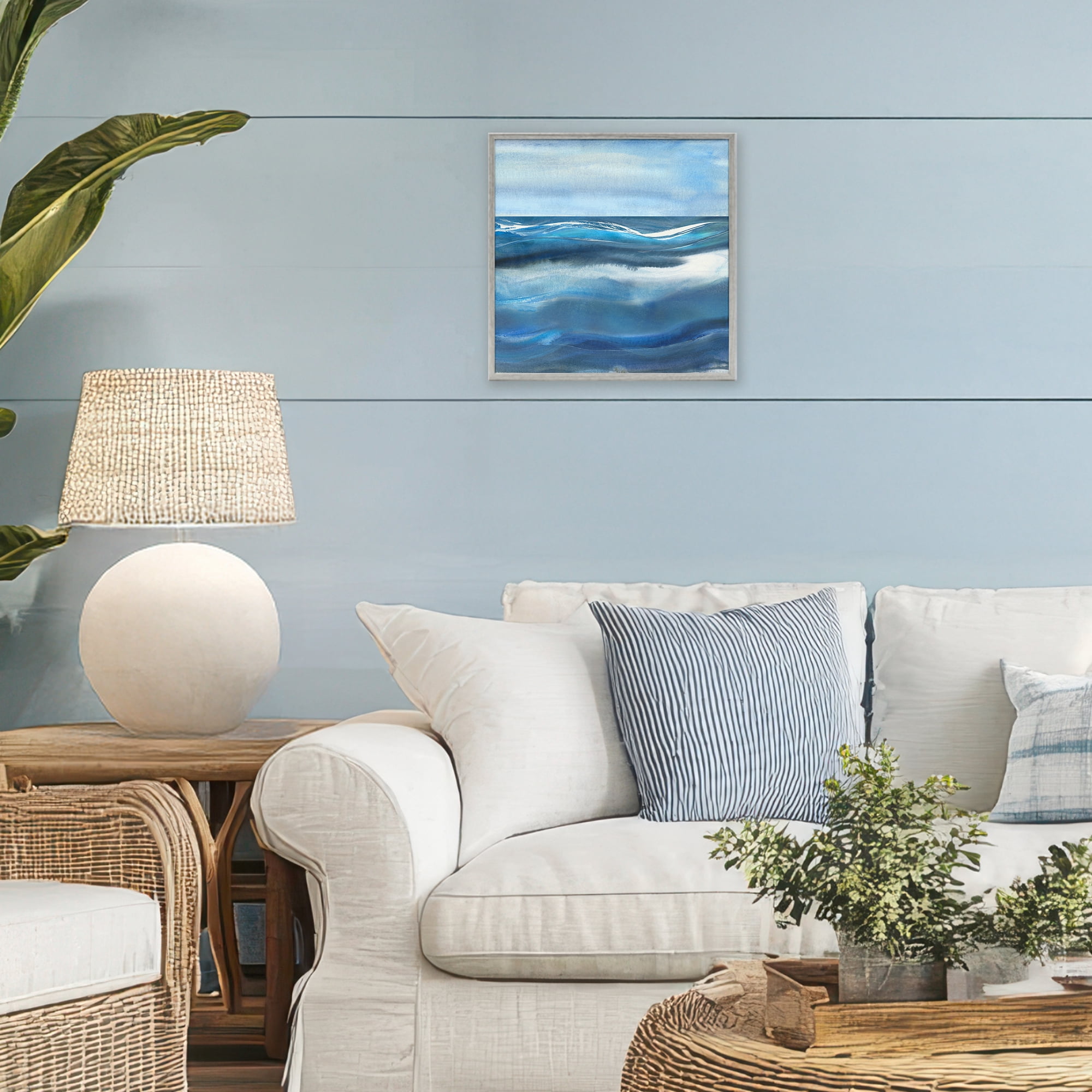 Stupell Industries Calm Expanse of Ocean Waves Gray Framed Giclee Art, design by Susan Jill