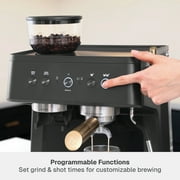 Thyme & Table Barista Grade Espresso Machine with 15-Bar Pressure and Conical Burr Grinder, Slate Grey