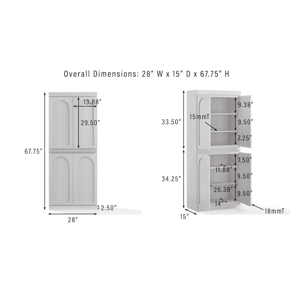 Crosley Furniture Marco 2-Piece Kitchen Pantry Storage Cabinet Set Ash - 2 Pantries
