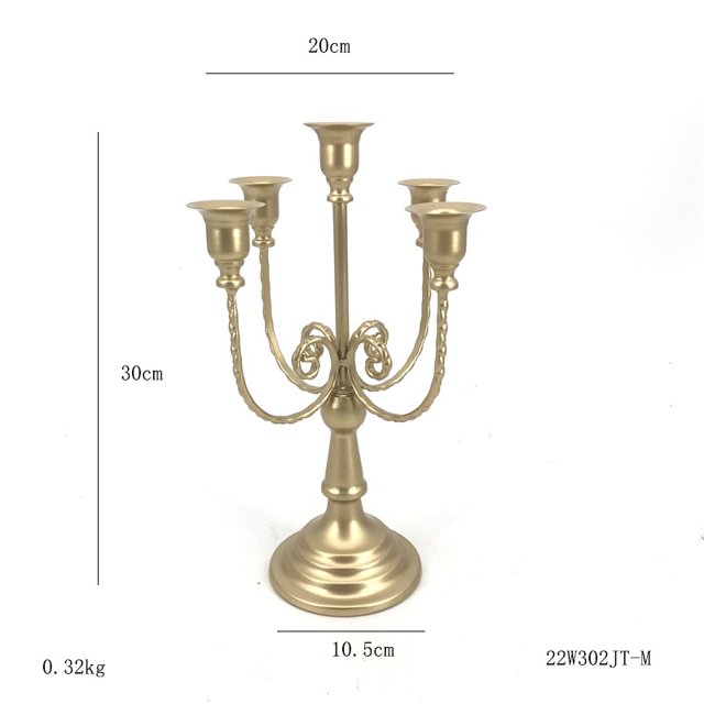 Candelabro dorado para bodas, San Valentín, decoración de mesa, vela de Navidad, portavelas de hierro