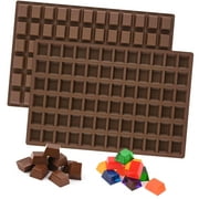 SKYSONIC 2 Pack Square Chocolate Molds, 72 Cavities Terrace Silicone Molds for Chocolate, Candy, Gummy, Jelly, Ganache, Ice Cubes (Brown)