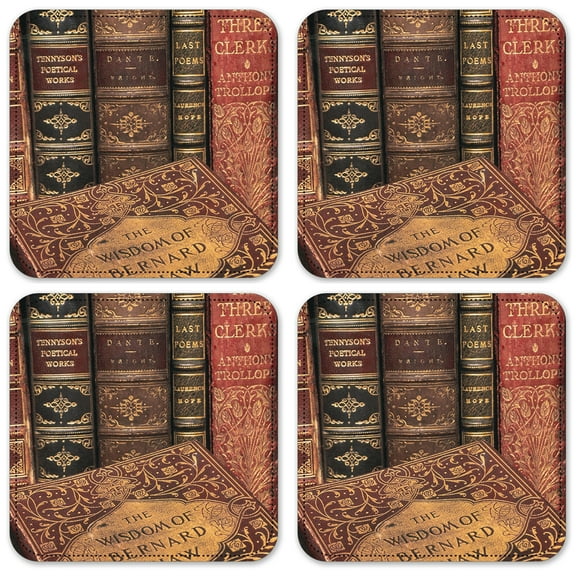 Vinyl Drink Coasters - Set of 4 - Books