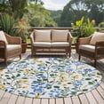 thumbnail image 4 of Round Rugs 5Ft, Blue Yellow Floral Spring Round Area Rug Washable Indoor Throw Carpet, Green Pastoral Summer Botanical Soft Non Slip Circle Rug for Cabinet Bathroom Home Decor Aesthetic, 4 of 8