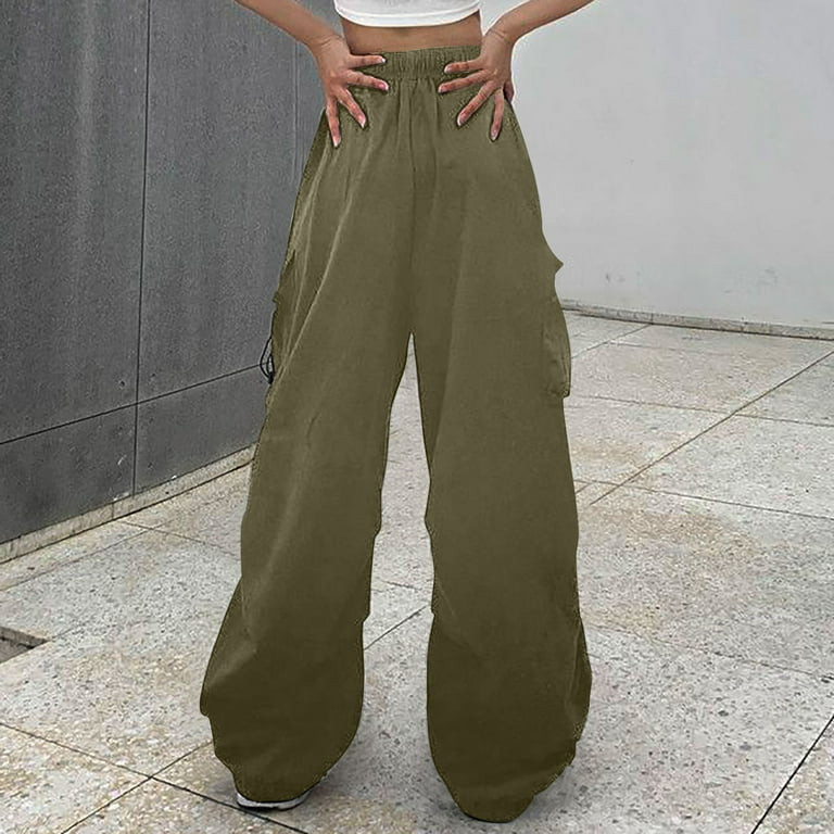 Hfyihgf Parachute Pants for Women Y2K Baggy Cargo Pants