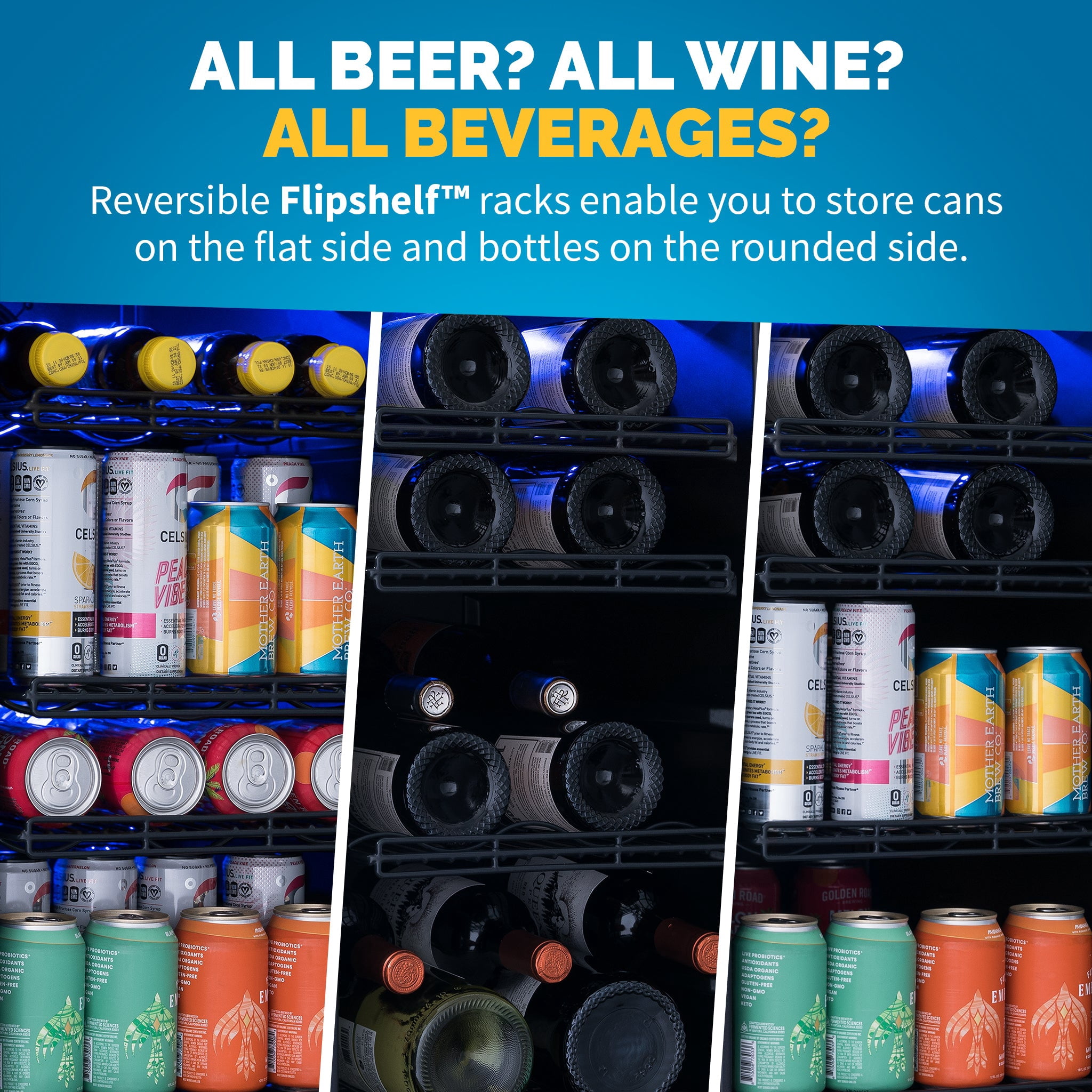 Newair 15" Wine & Beverage Refrigerator, Hold 80 Cans or 33 Bottles, Silver