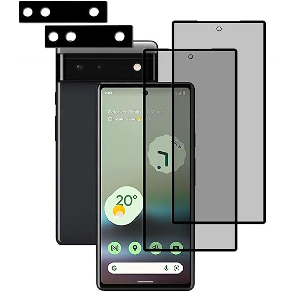 [2-2 Pack Privacy Screen Protector Designed For Google Pixel 6A Anti Spy Private Tempered Glass Film 2-Pack Camera Lens Protector Film 2-Pack