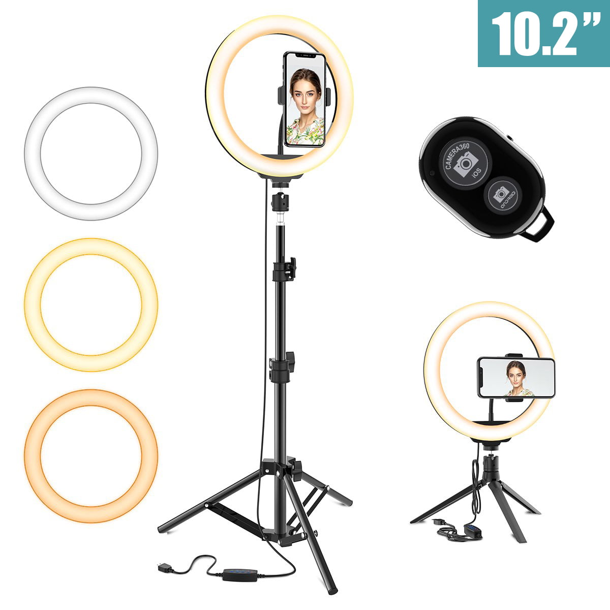 18 Inch LED Ring Light Kit with Tripod Stand & Phone Holder for Meeting Makeup Photography Selfie Ringlight 3 Modes 11 Brightness Levels for Video Recording TikTok YouTube Live Stream