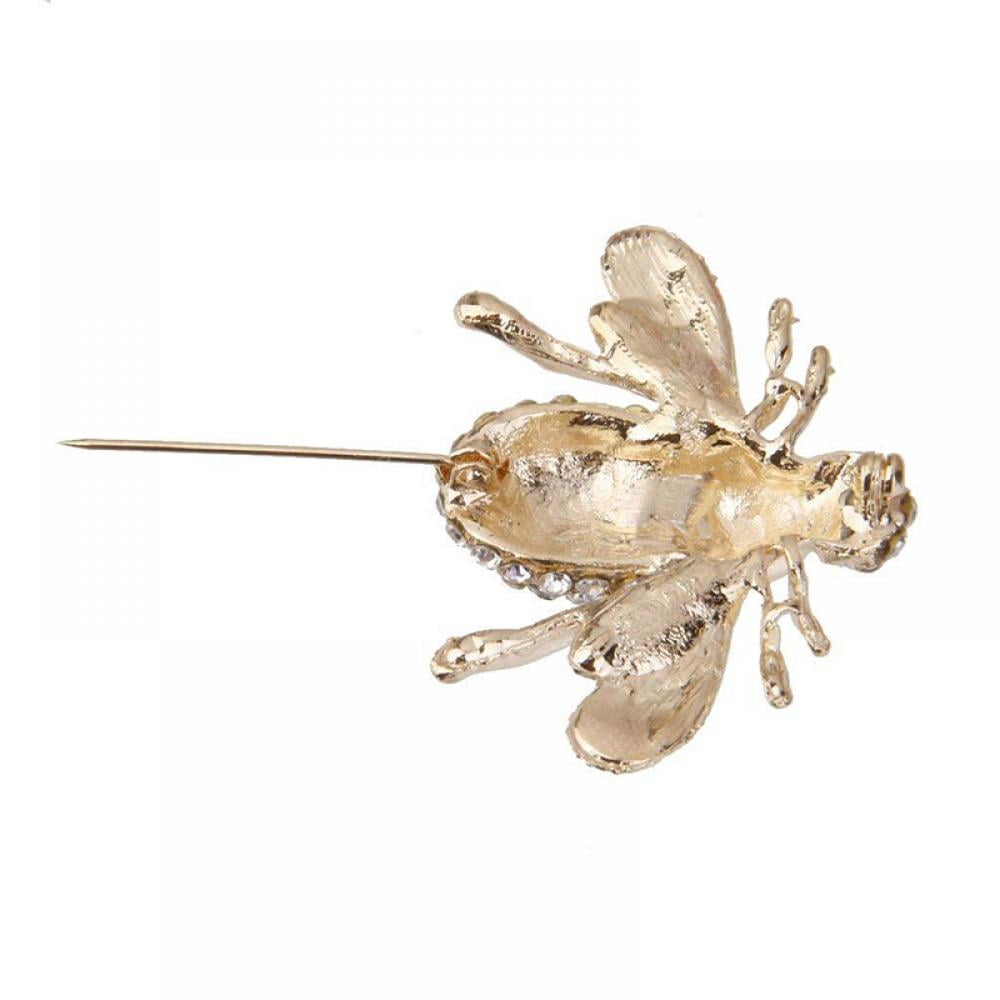BEE WITH FAUX PEARL GOLD TONE LAPEL PIN 1/4 X 1/2 