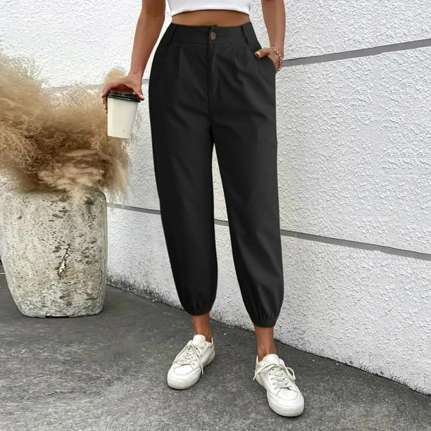 WILLBEST Pantalones Casuales para Mujer, de Color Liso, con Cremallera y Bolsillos En Ángulo para Uso Diario y Comodidad con Estilo. Chica