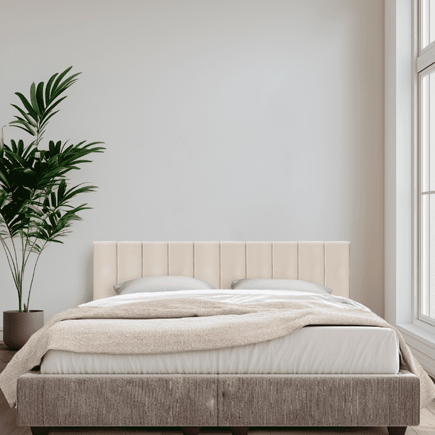 Cabecera King Size terciopelo 4 en 1 Harmony RA, Atlas del Descanso color Natural