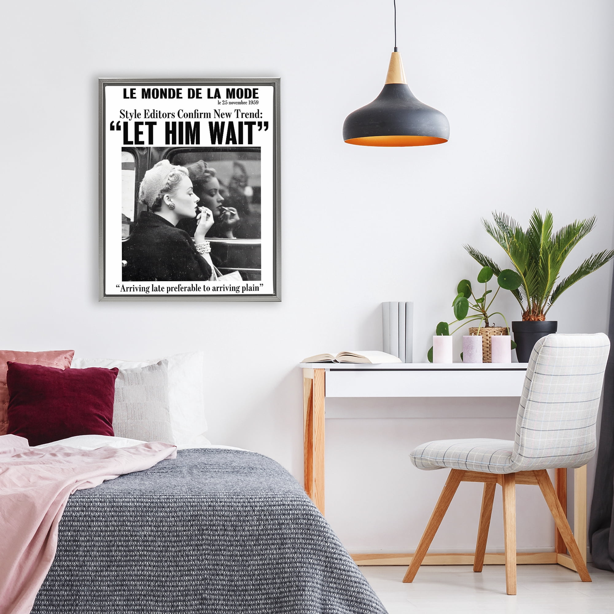 Stupell Industries Let Him Wait Advice Gray Framed Floater Canvas Wall Art, design by Annabelle Hall