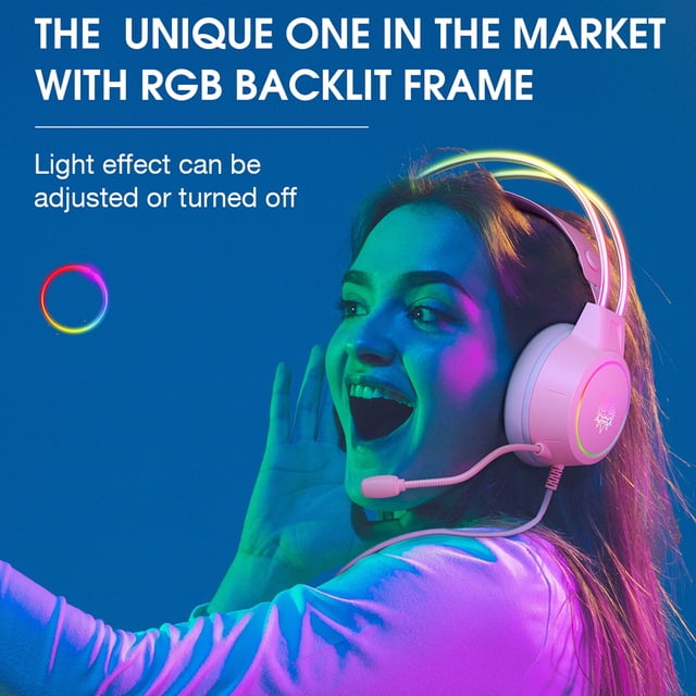 Gaming Headset, Plug and Play, Colorful Lights, Noise-Cancelling Microphone, Breathable Sponge, 50mm Driver, Lightweight Ergonomic Design, Compatible with PC, , , Switch - 3.5mm Audio Jack
