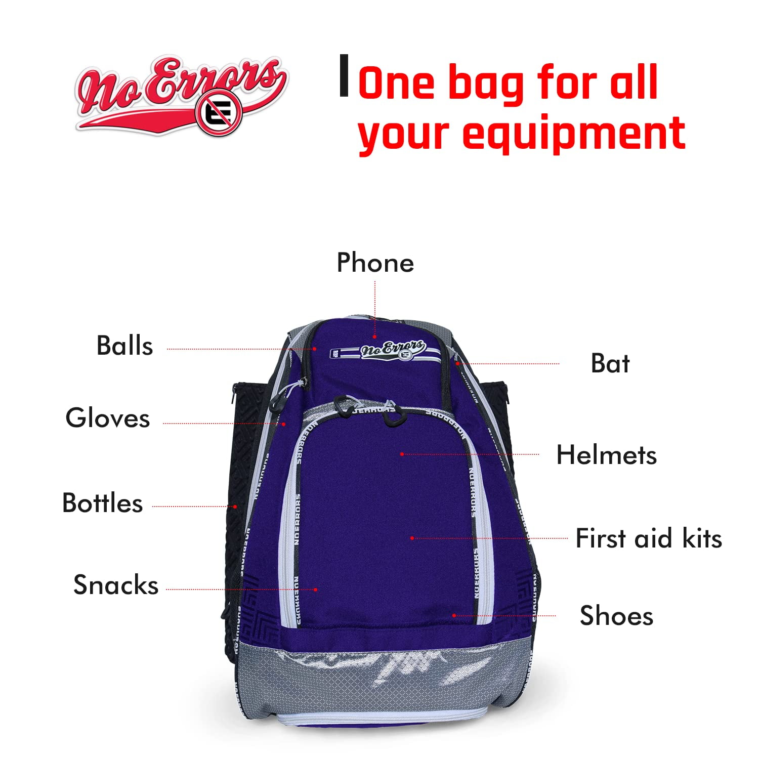 Sports RBP Rookie Baseball and Softball Backpack - Youth Baseball and Softball Bat Bag with Fence Hooks - Baseball and Softball Equipment Bag for Kids