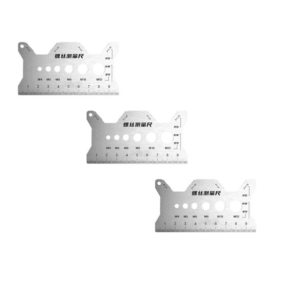 Stainless Steel Screw Thread Gauge Card Multifunctional Measurement Card Portable Measure Length and Diameter Sizing Tools